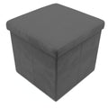 Taburete de Almacenaje Plegable de Felpa Gris Oscuro 38x38x38cm para Salón y Dormitorio