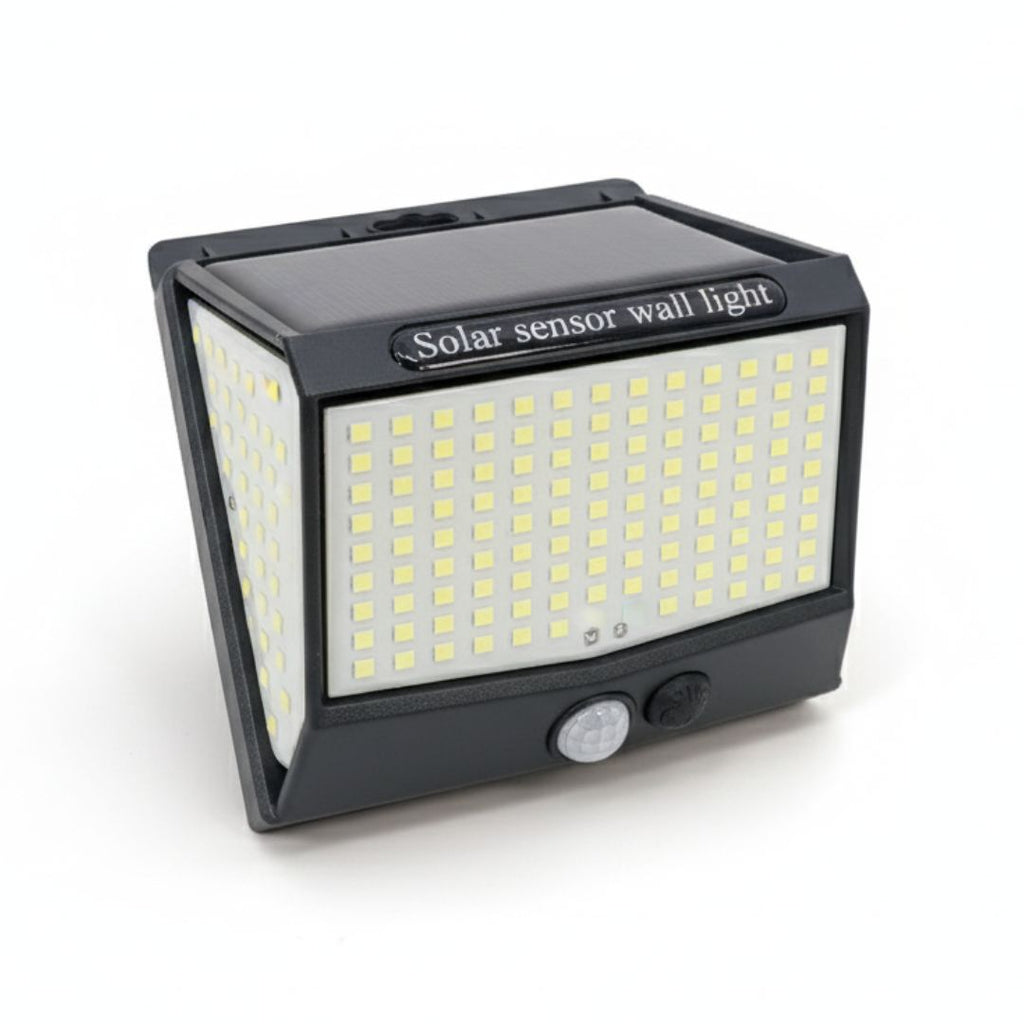Lámpara de Pared Exterior Negra con 218 LED y Sensor de Movimiento Solar