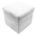 Taburete de Almacenaje Plegable de Felpa Gris Claro 38x38x38cm para Salón y Dormitorio