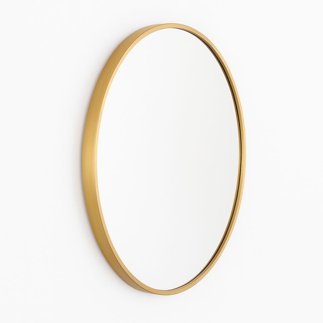 Espejo Redondo Decorativo de 50cm con Marco Dorado Elegante