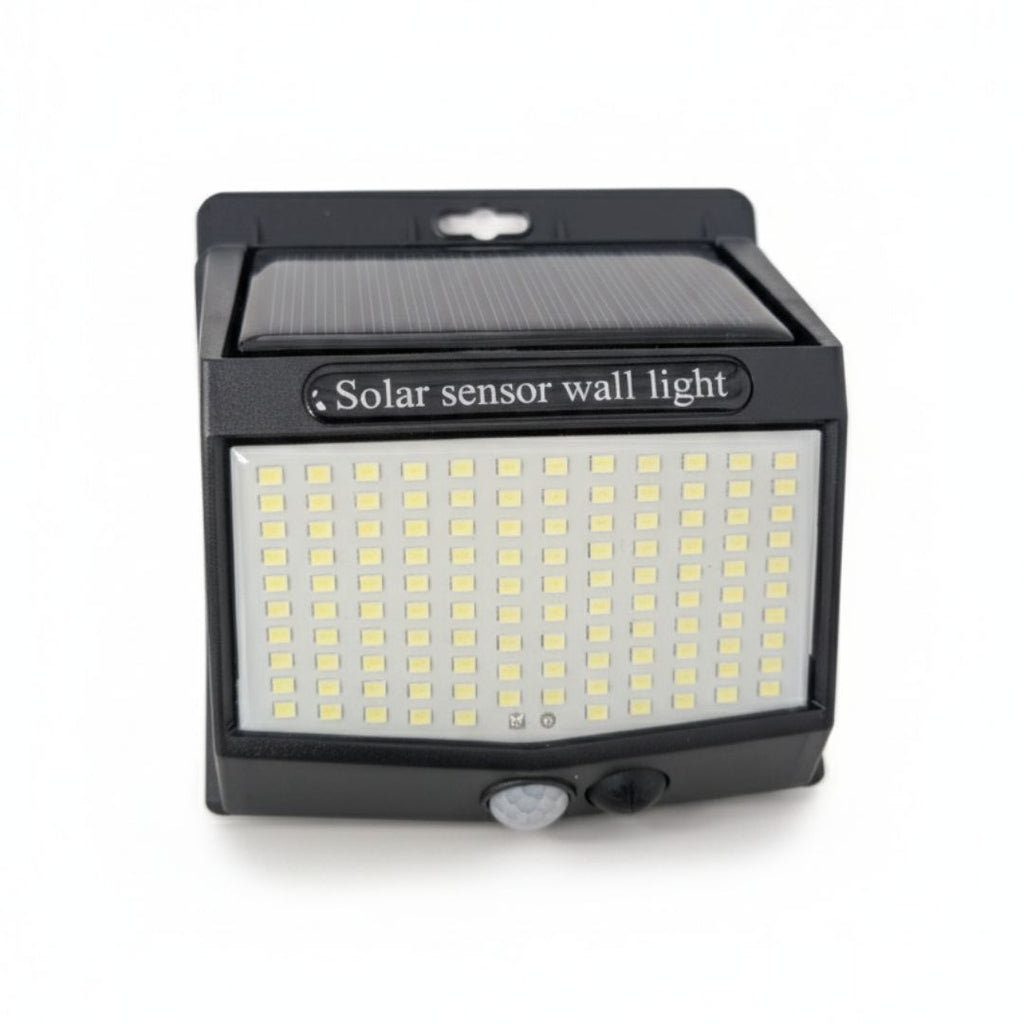 Lámpara de Pared Exterior Negra con 218 LED y Sensor de Movimiento Solar