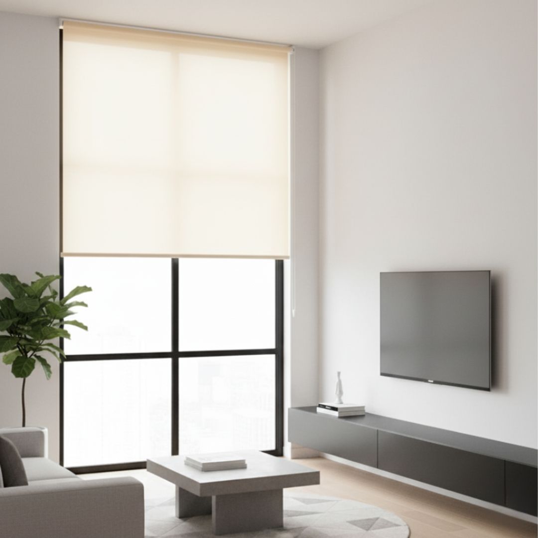 Estor Enrollable de Tela Beige 90x200cm 220gr/m² para Ventanas y Puertas