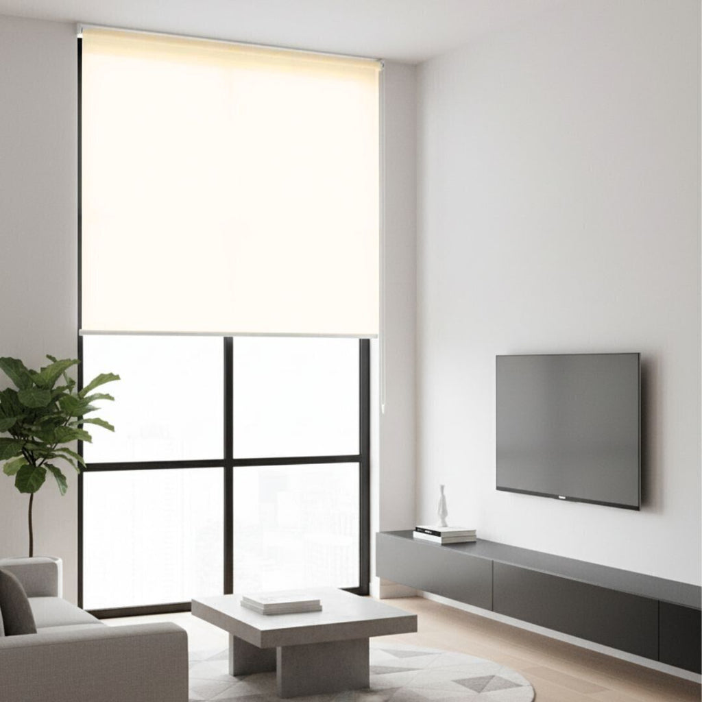 Estor Enrollable de Tela Crema 150x200cm 200gr/m² para Ventanas y Puertas