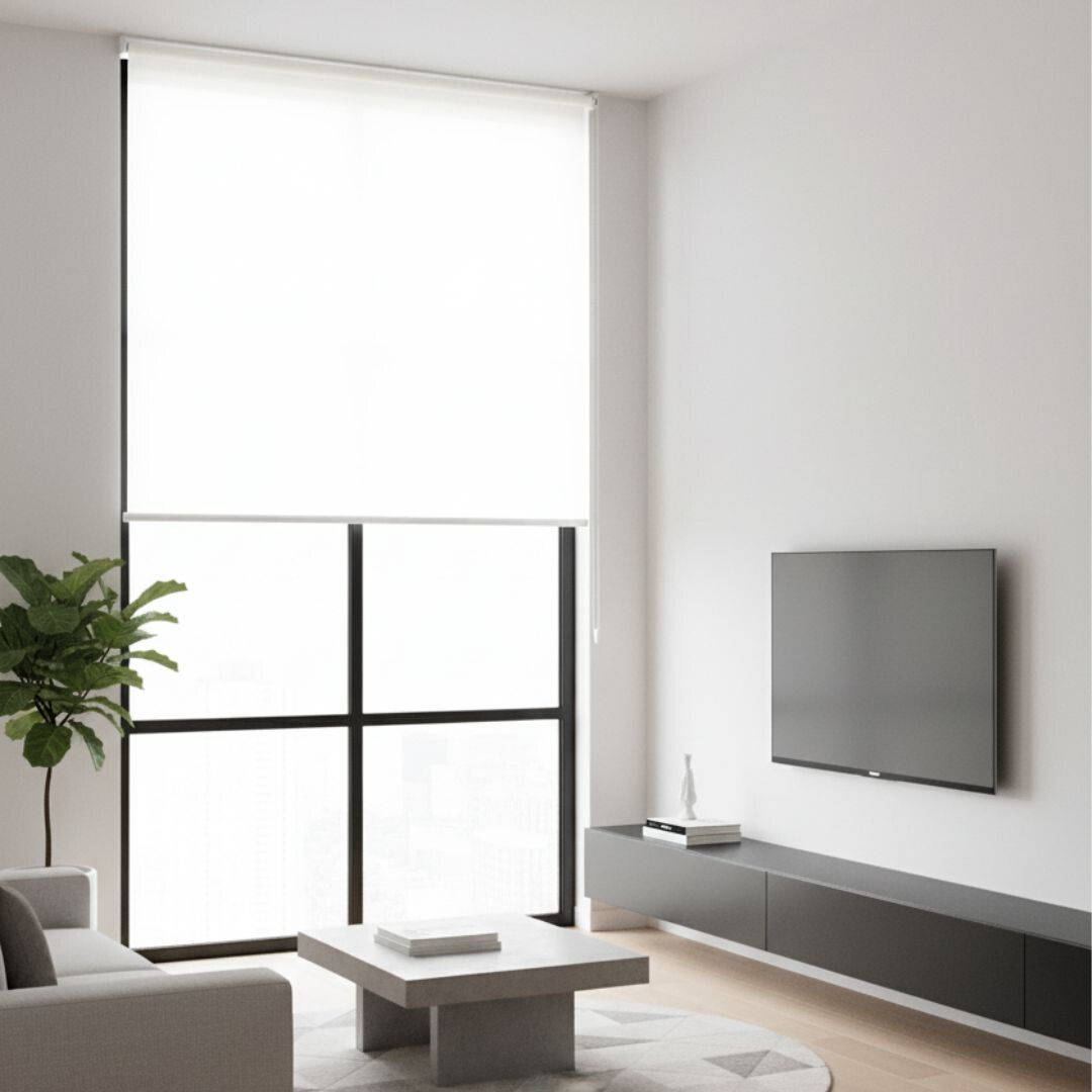 Estor Enrollable de Tela Blanco 120x200cm 200gr/m² para Ventanas y Puertas