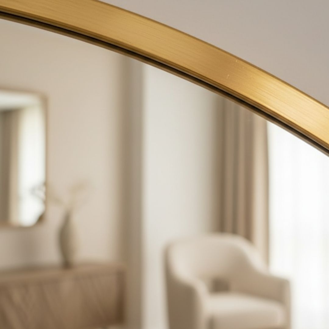 Espejo Redondo Decorativo de 50cm con Marco Dorado Elegante