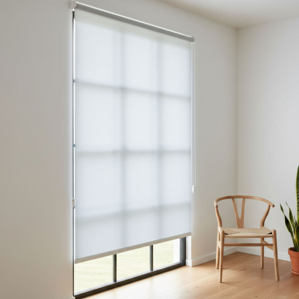 Estor Enrollable de Tela Gris Claro 90x200cm 220gr/m² para Ventanas y Puertas