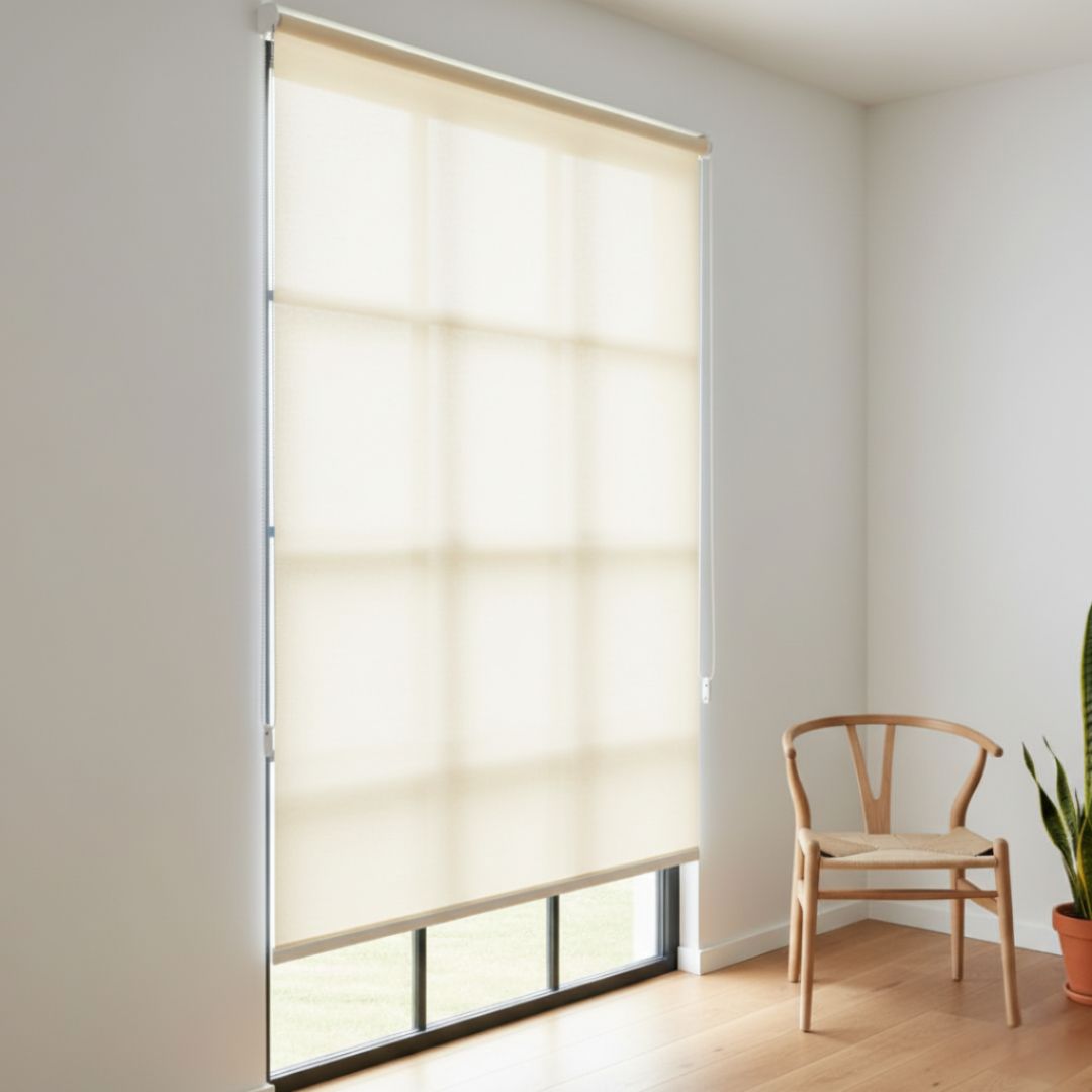 Estor Enrollable de Tela Beige 120x200cm 220gr/m² para Ventanas y Puertas