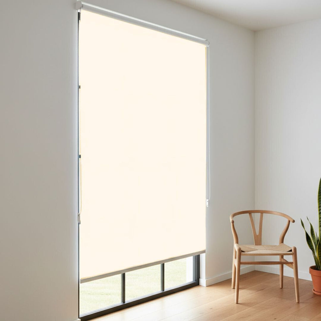 Estor Enrollable de Tela Crema 120x200cm 200gr/m² para Ventanas y Puertas