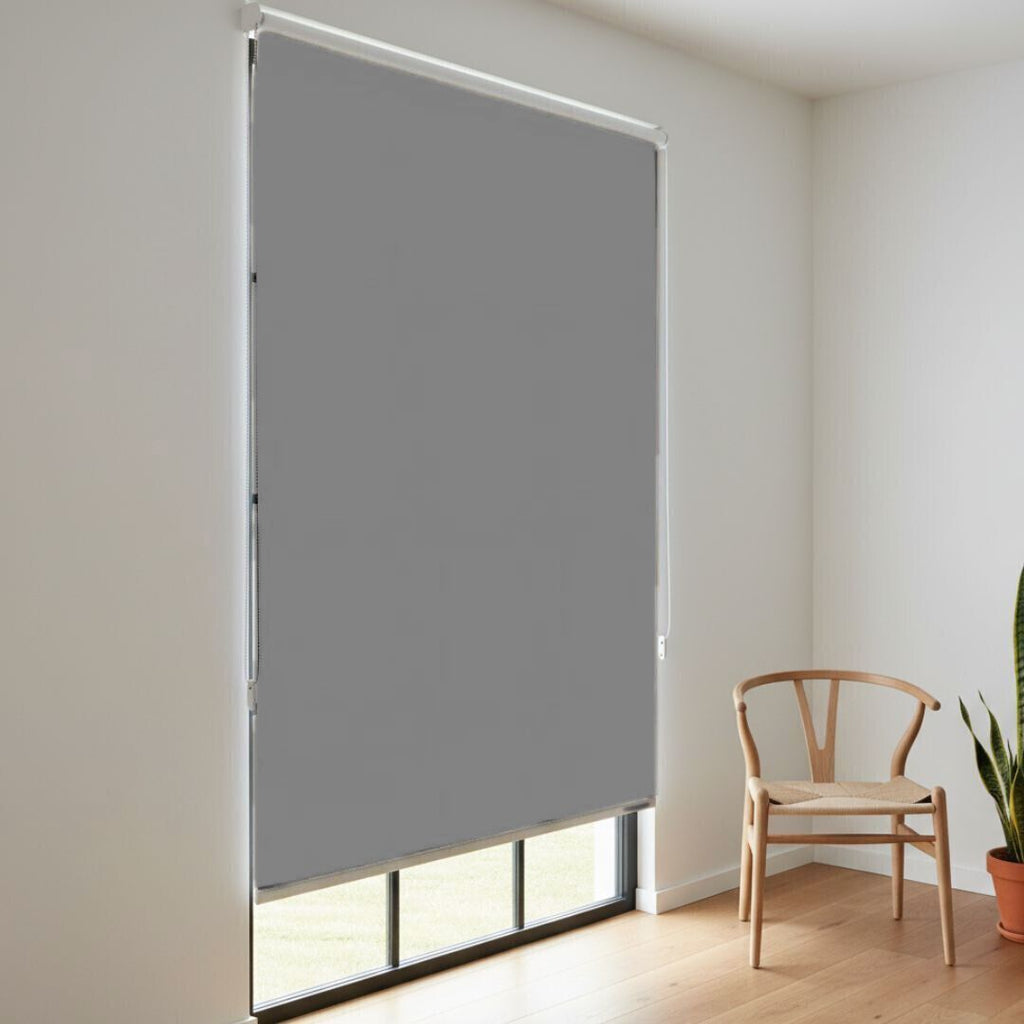 Estor Enrollable de Tela Gris 120x200cm 200gr/m² para Ventanas y Puertas
