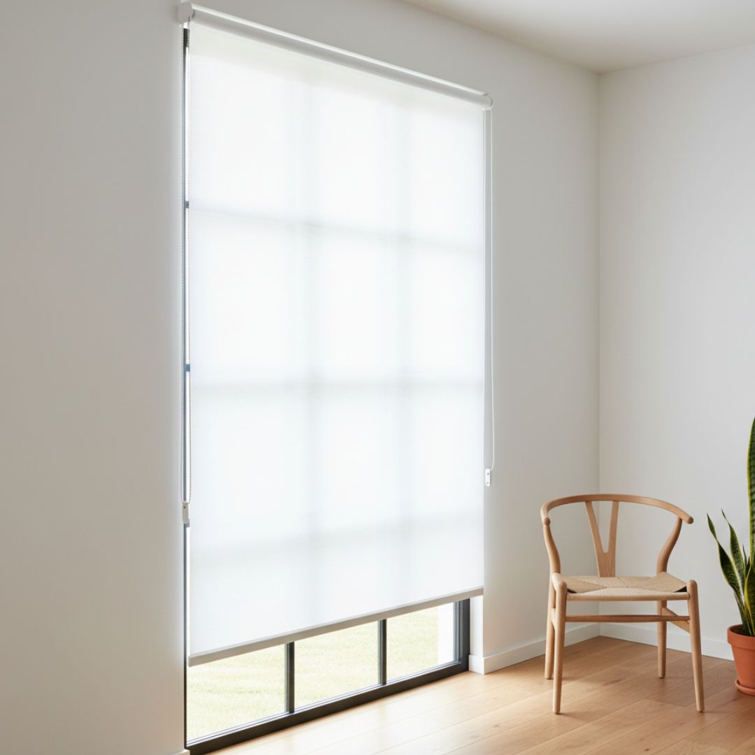 Estor Enrollable de Tela Blanco 90x200cm 220gr/m² para Ventanas y Puertas