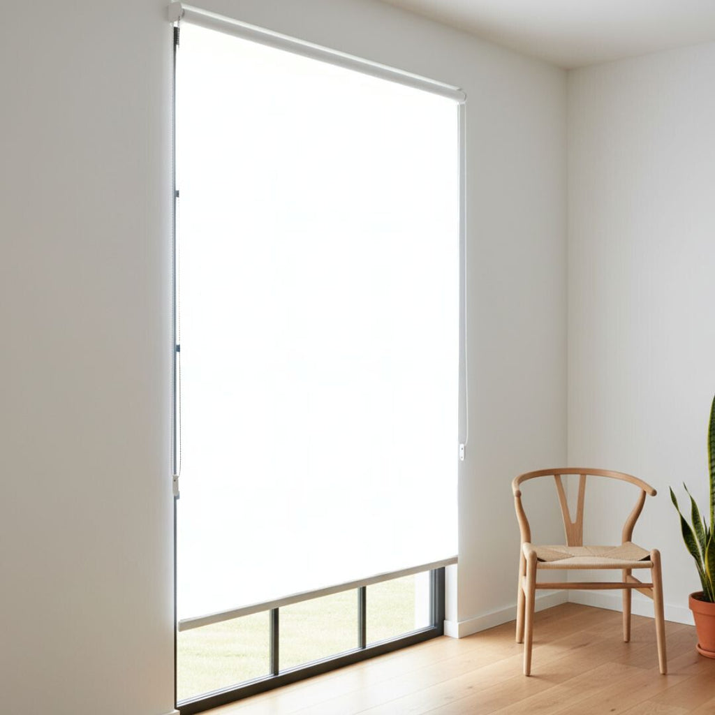 Estor Enrollable de Tela Blanco 90x200cm 200gr/m² para Ventanas y Puertas
