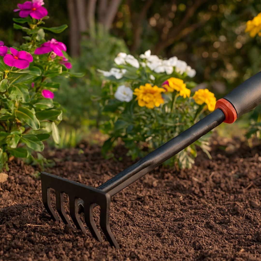 Rastrillo de Jardinería de 5 Dientes 29.5x9cm para Tierra y Hojas Pequeñas