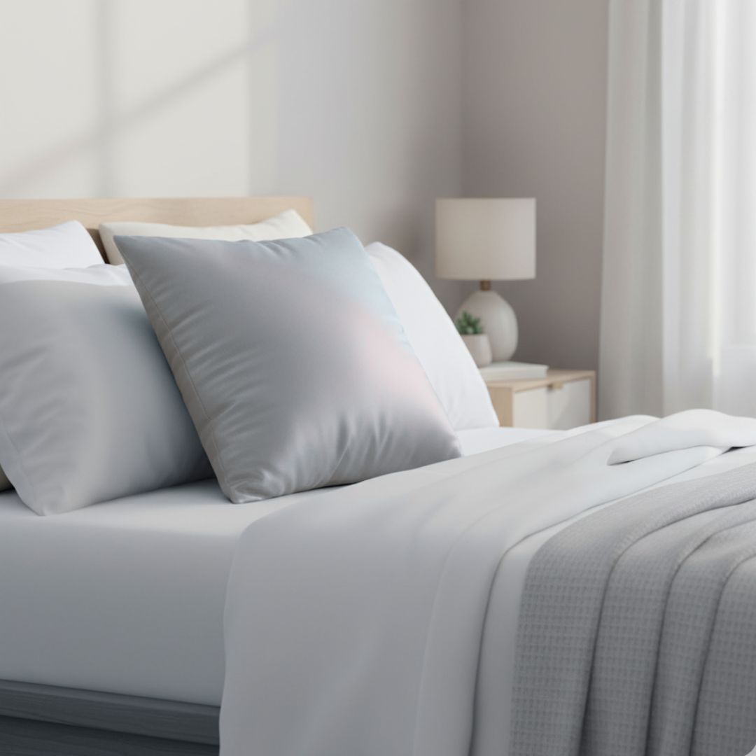 Set de 2 Fundas de Cojín Decorativas Color Gris 65x65cm con Cremallera Oculta