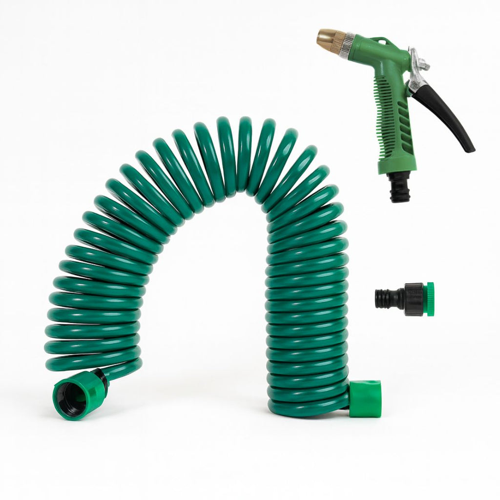 Manguera Espiral Verde de 7.5 Metros de EVA para Jardín Compacta y Flexible