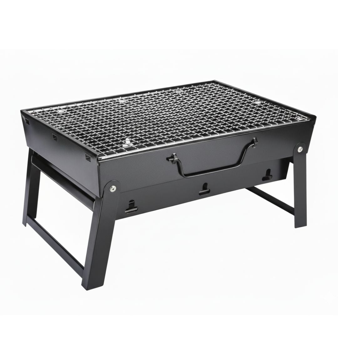 Barbacoa Portátil de Carbón de Acero Rectangular 35x20x27cm para Exterior