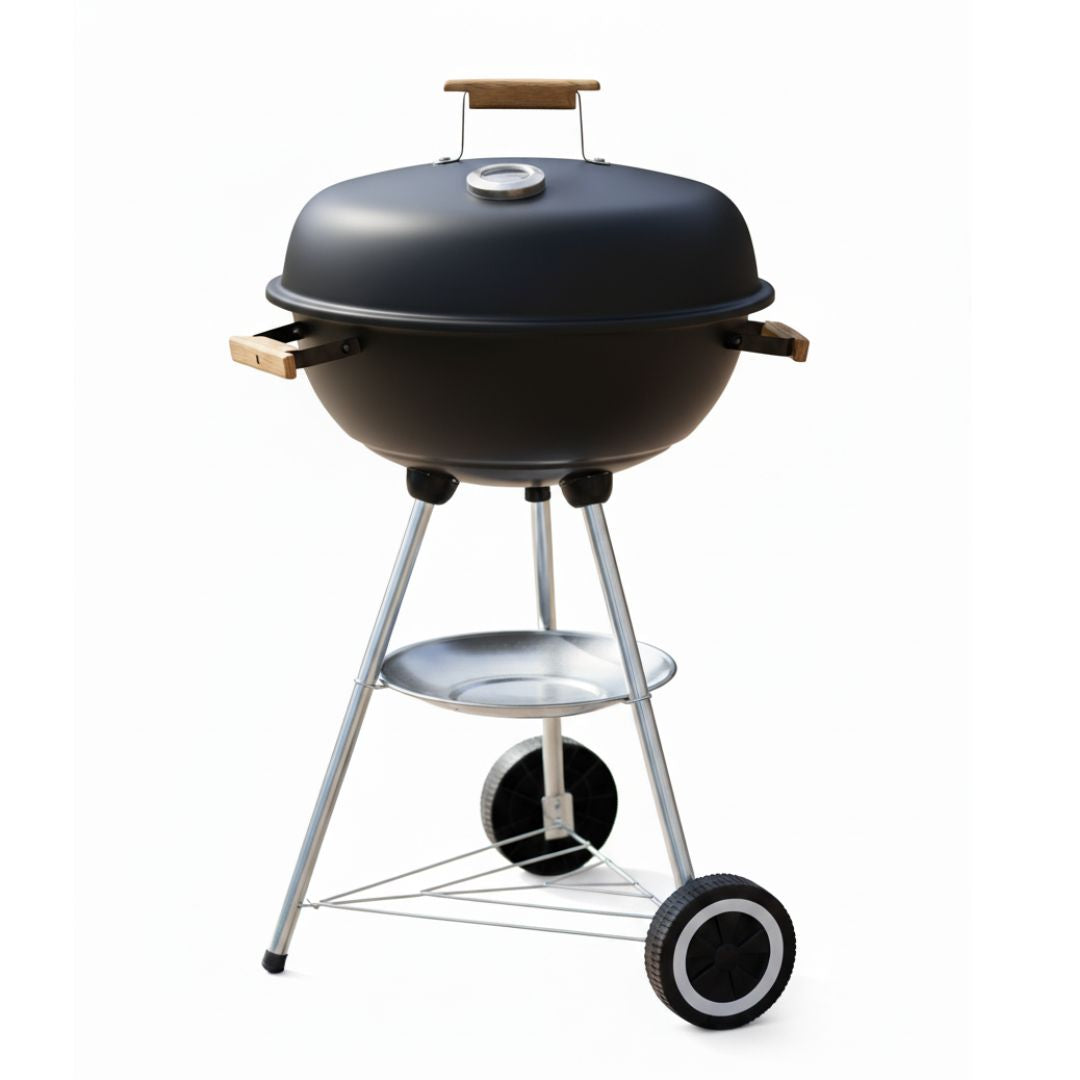 Barbacoa Redonda de Hierro Color Negro 46x90cm con Parrilla Ajustable