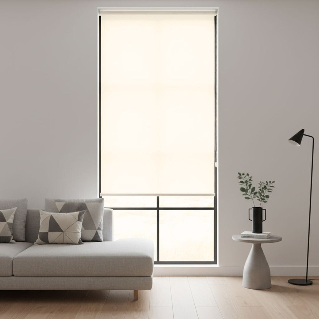 Estor Enrollable de Tela Crema 90x200cm 200gr/m² para Ventanas y Puertas