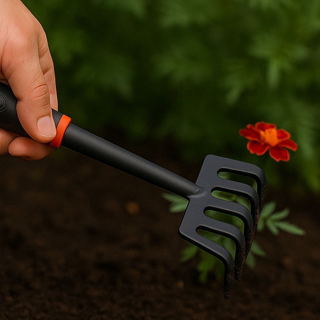 Rastrillo de Jardinería de 5 Dientes 29.5x9cm para Tierra y Hojas Pequeñas