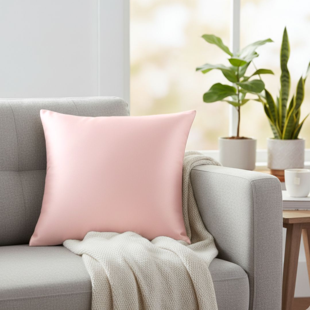 Set de 2 Fundas de Cojín Decorativas Color Rosa 65x65cm con Cremallera Oculta