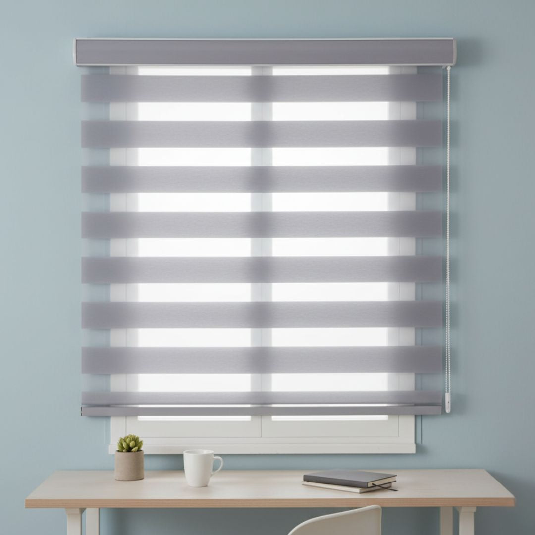 Estor Enrollable Noche y Día Gris 90x200cm para Control Total de Luz y Privacidad