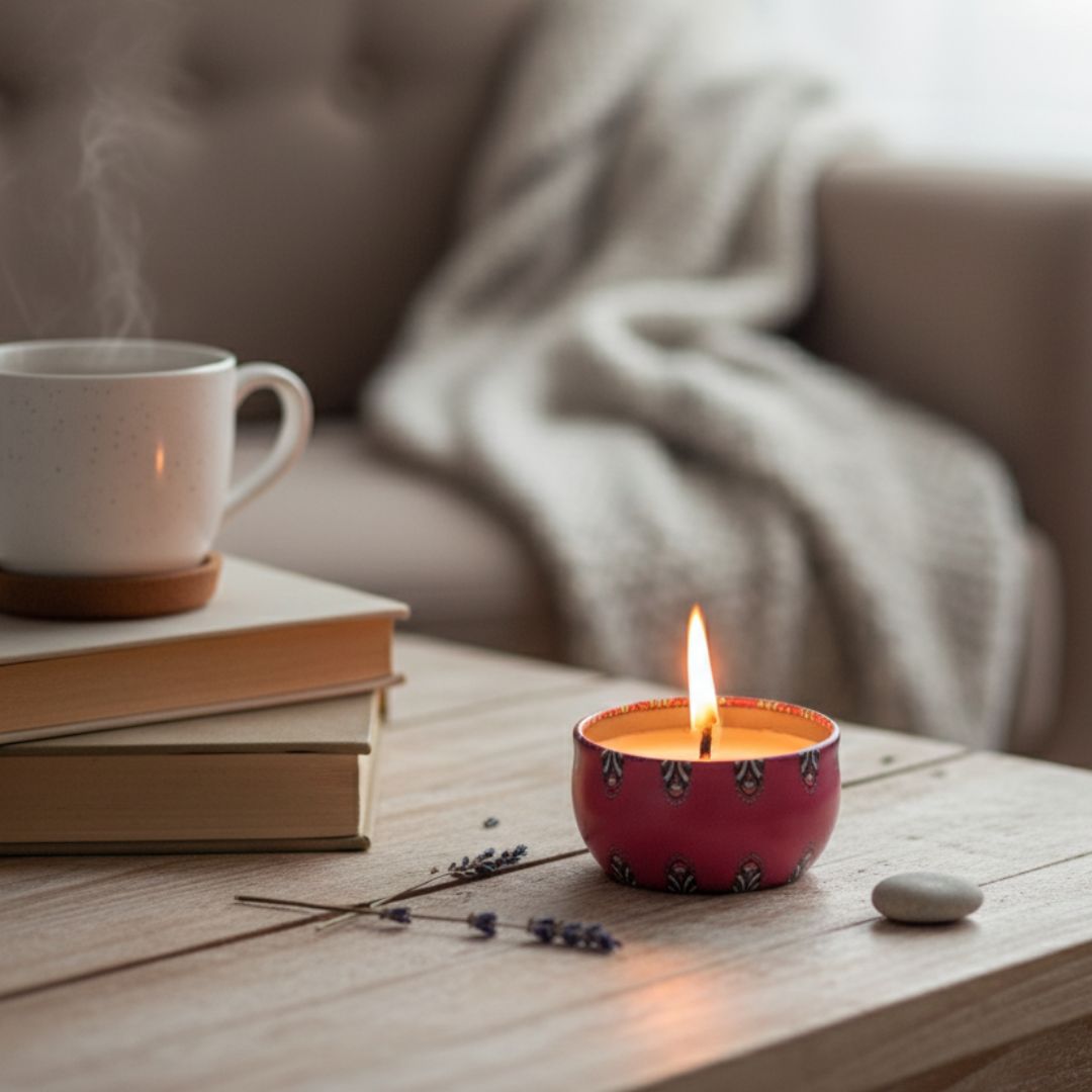 Set de 12 Velas Aromáticas de Cera de Soja Natural 6x4cm para Ambiente Relajante