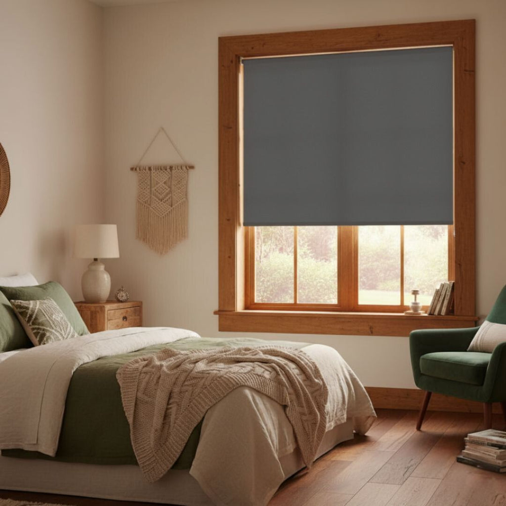 Estor Enrollable de Tela Gris 150x200cm 200gr/m² para Ventanas y Puertas