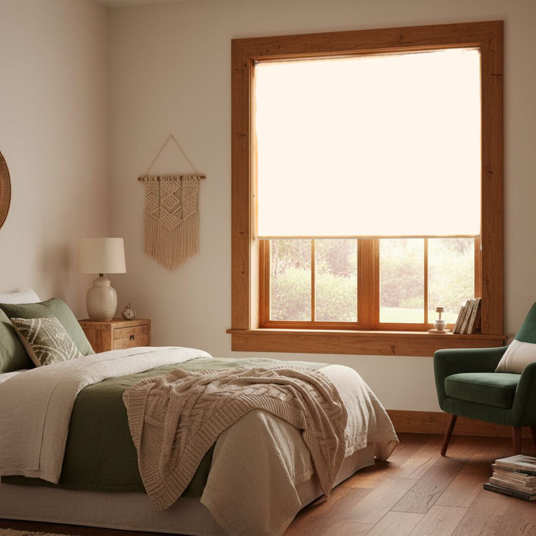 Estor Enrollable de Tela Crema 120x200cm 200gr/m² para Ventanas y Puertas