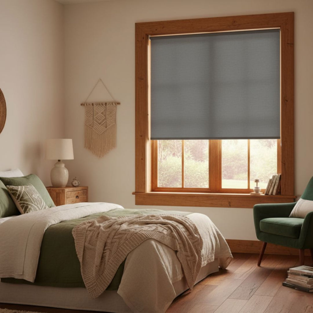 Estor Enrollable de Tela Gris Oscuro 120x200cm 220gr/m² para Ventanas y Puertas