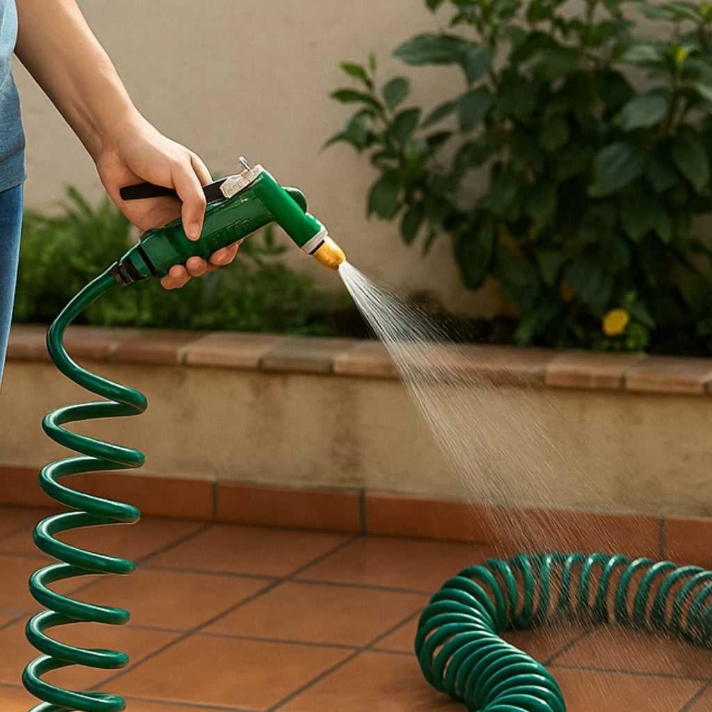 Manguera Espiral Verde de 7.5 Metros de EVA para Jardín Compacta y Flexible