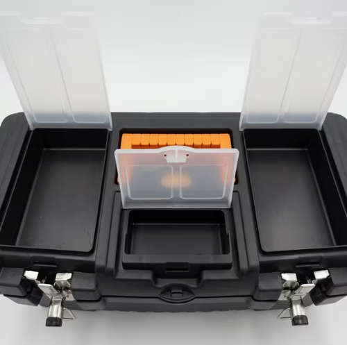 Caja de Herramientas Profesional Compacta 48×26×23 cm con Cierres Metálicos Click&Lock — Comercial Candela